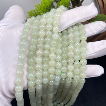 Prirodni Hetian jade iz Qinghaja, ogrlica s 8 mm okruglimi perlama, zelena boja med-voda, DIY Mama lanac