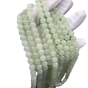 Prirodni Hetian jade iz Qinghaja, ogrlica s 8 mm okruglimi perlama, zelena boja med-voda, DIY Mama lanac