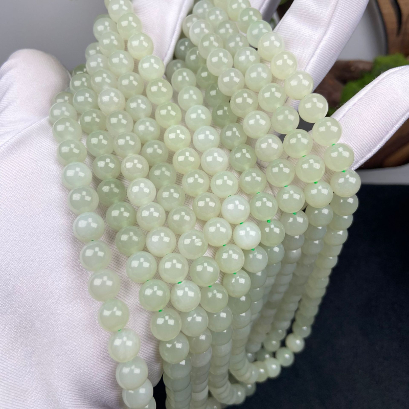 Prirodni Hetian jade iz Qinghaja, ogrlica s 8 mm okruglimi perlama, zelena boja med-voda, DIY Mama lanac