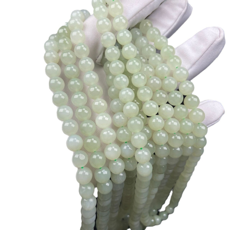 Prirodni Hetian jade iz Qinghaja, ogrlica s 8 mm okruglimi perlama, zelena boja med-voda, DIY Mama lanac