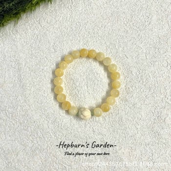 Ručni ženski narukvica od perlica, geometrijski nepravilni dizajn, nijanse žute žada i boje slonovače, svjež stil