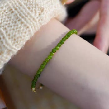 Prirodna mini zelena chalcedonska kuglična narukvica, 14K pozlaćena, nježan luksuz za žene, poklon najboljoj prijateljici