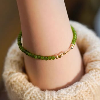 Prirodna mini zelena chalcedonska kuglična narukvica, 14K pozlaćena, nježan luksuz za žene, poklon najboljoj prijateljici