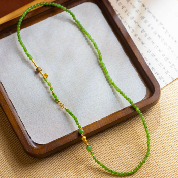 Xirui ogrlica od Hetian jade, perle u obliku prosa i tikvica, privjesak od srebra 925, originalni dizajn, za žene