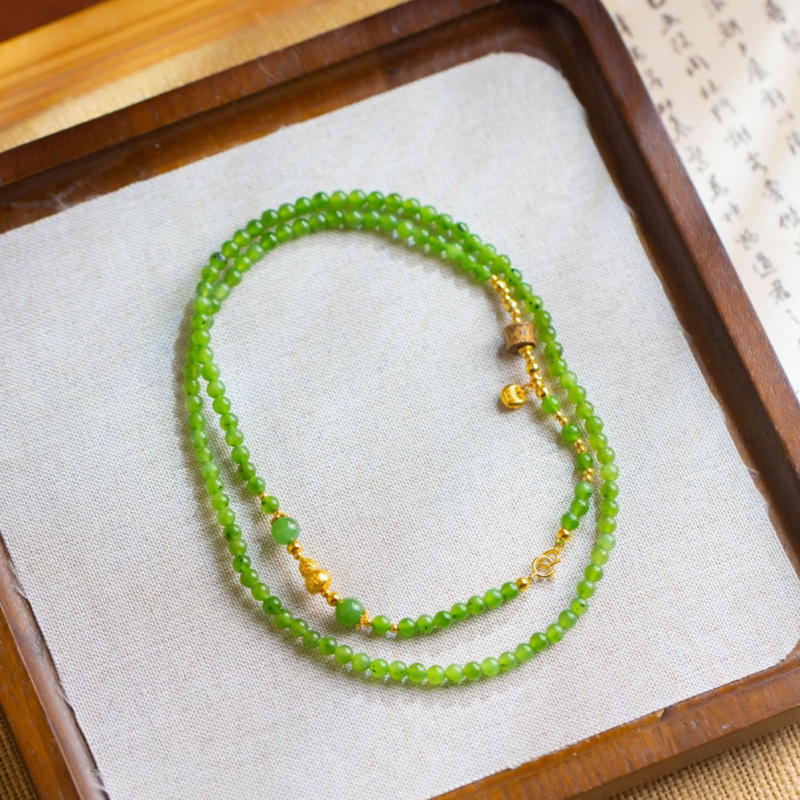 Xirui ogrlica od Hetian jade, perle u obliku prosa i tikvica, privjesak od srebra 925, originalni dizajn, za žene