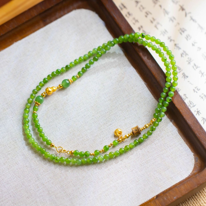 Xirui ogrlica od Hetian jade, perle u obliku prosa i tikvica, privjesak od srebra 925, originalni dizajn, za žene