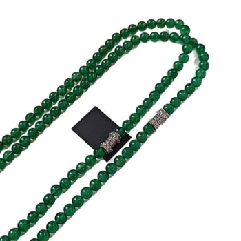 Nakit od srebra 925 s prirodnim zelenim ahatom i chalcedonom, kineskog stila, lagani luksuz, elegantan lanac dužine do ključne kosti
