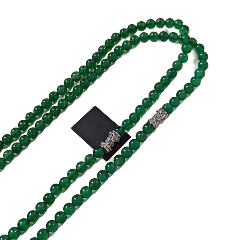 Nakit od srebra 925 s prirodnim zelenim ahatom i chalcedonom, kineskog stila, lagani luksuz, elegantan lanac dužine do ključne kosti