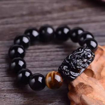 Pixiu narukvica od obsidijana s tigrovim okom, elegantan nakit, poklon za rođendan