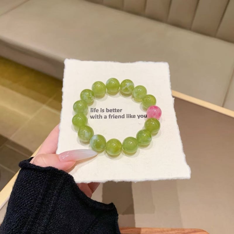 Narukvica od Xiu Jade zelenog kristala - ručno izrađene prirodne kristalne perle, ženski originalni dizajn