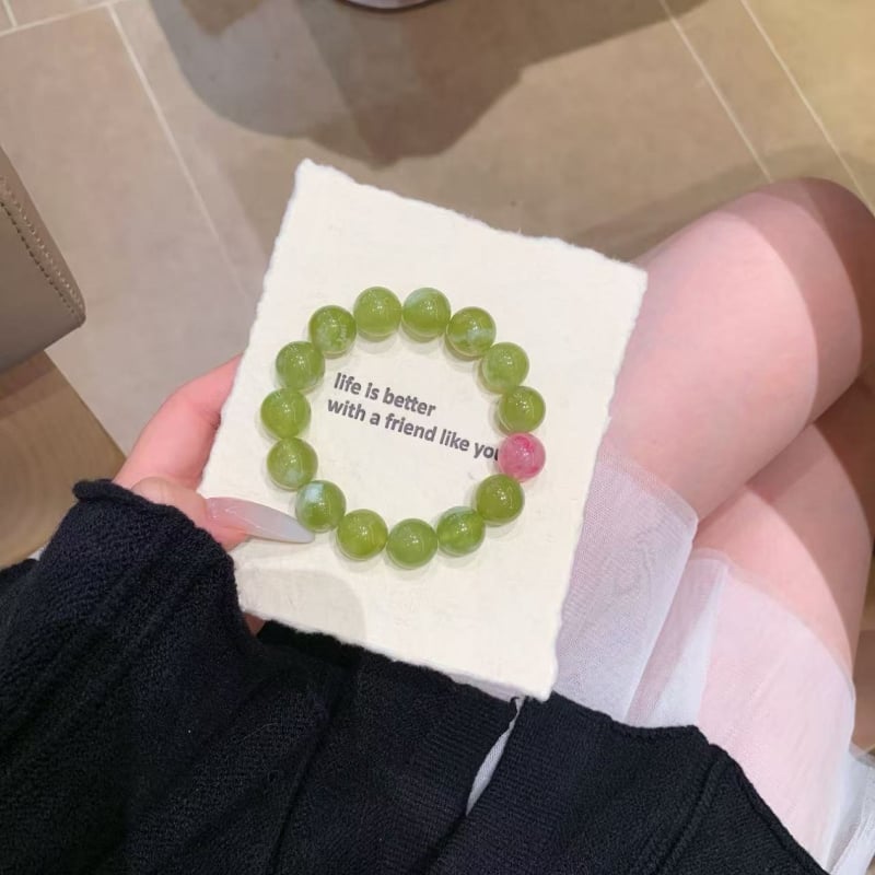 Narukvica od Xiu Jade zelenog kristala - ručno izrađene prirodne kristalne perle, ženski originalni dizajn