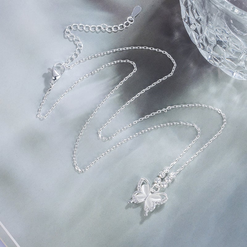 Ogrlica s leptirastim chalcedonom za žene, šumski stil, elegantna i jedinstvena, kreativna, vrhunska lančana ogrlica za ključnu kost
