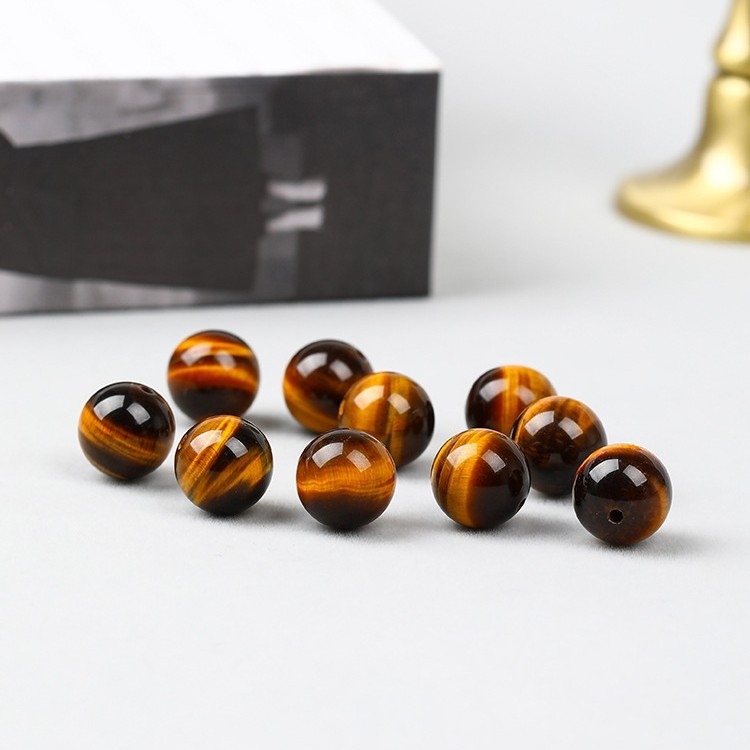 Prírodné žlté tigrovo oko korálky, guľaté 10 mm, na DIY šperky a výrobu náramkov, distančné korálky