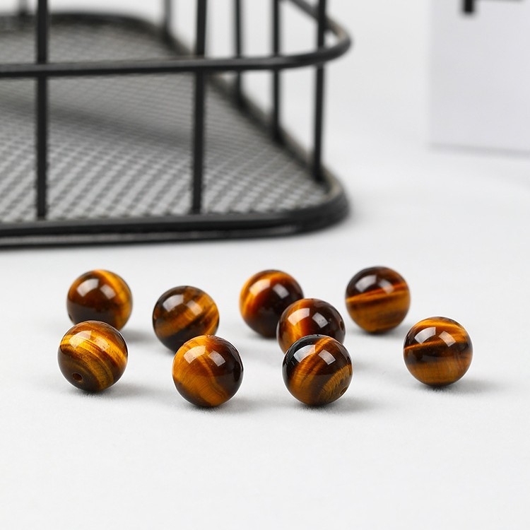 Prírodné žlté tigrovo oko korálky, guľaté 10 mm, na DIY šperky a výrobu náramkov, distančné korálky