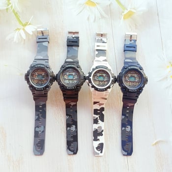 Камуфлажен електронен часовник за ученици с светещ дисплей и аларма – спортен стил