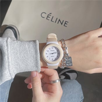 Детски часовник с макаронена мека силиконова лента, унисекс, за ученици от началното до средното училище, семпъл модерен стил