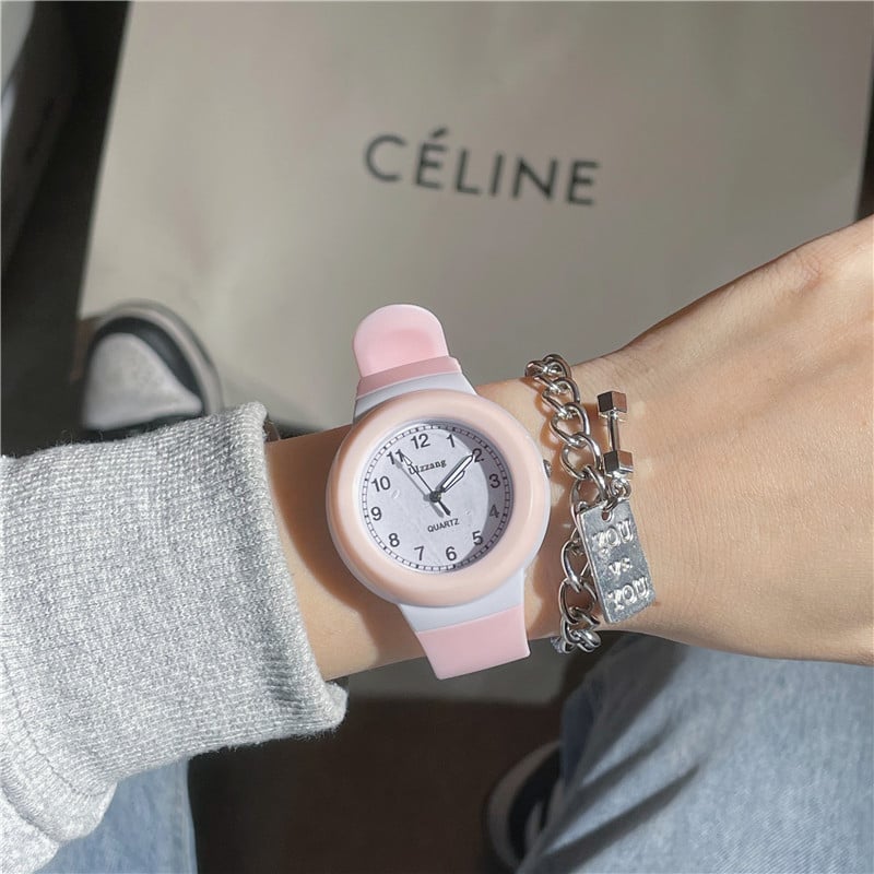 Детски часовник с макаронена мека силиконова лента, унисекс, за ученици от началното до средното училище, семпъл модерен стил