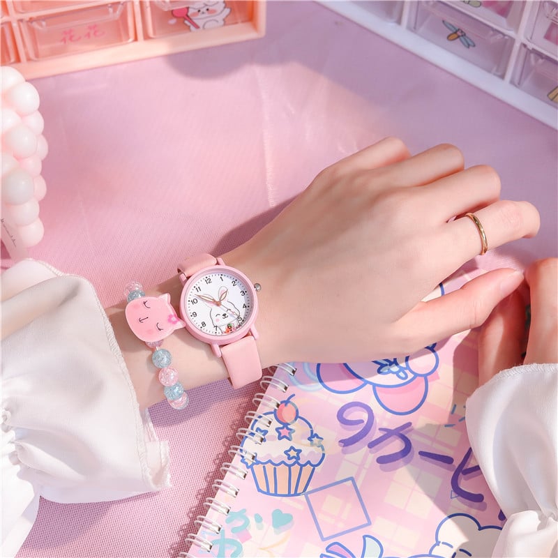 Детски часовник за момичета с карикатурен дизайн — аналогов часовник за учене на часа, за ученици 4–6 клас, възраст 6–12 г.