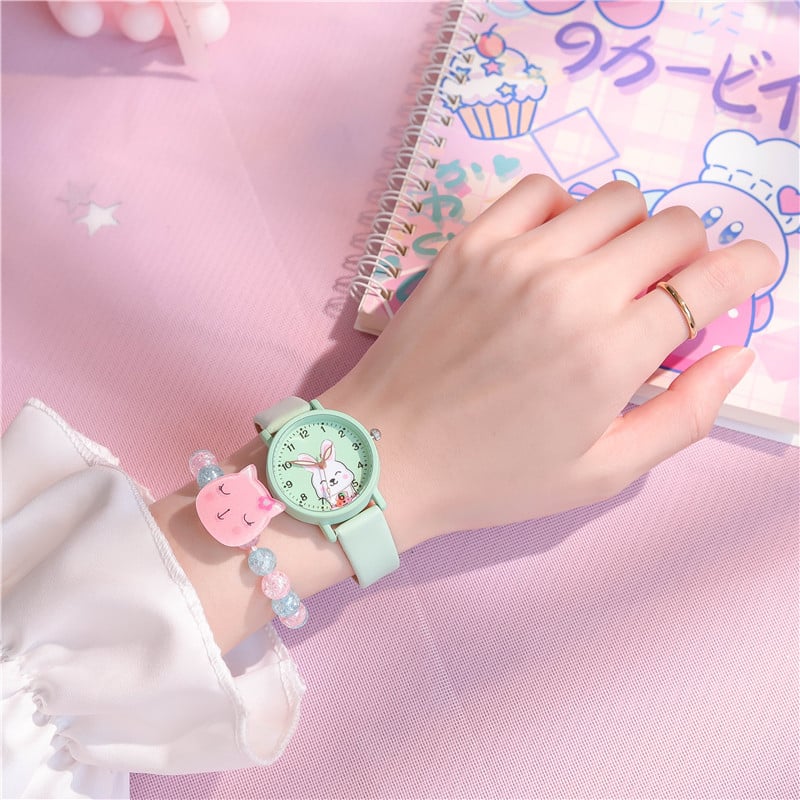 Детски часовник за момичета с карикатурен дизайн — аналогов часовник за учене на часа, за ученици 4–6 клас, възраст 6–12 г.