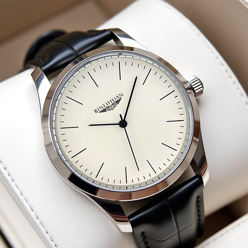 Binlihuan Muški sat s kožnim remenom, vodootporan kvarcni mehanizam, kružni cifernik 41 mm, debljina 9 mm, kućište od legure, pokret SL68