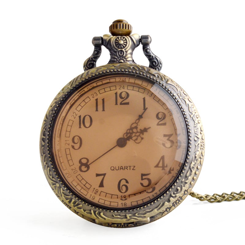 Boshiya Ретро джобен часовник с отваряем капак, кафяв прозрачен стъклен корпус, унисекс, ежедневен стил, персонализиране