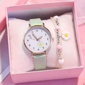 Часовник Little Daisy за момичета — корейски Mori стил, прост колежански стил, светещ циферблат, кварцов механизъм