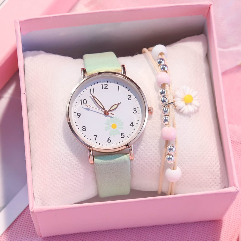 Часовник Little Daisy за момичета — корейски Mori стил, прост колежански стил, светещ циферблат, кварцов механизъм