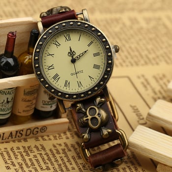 Punk Jewelry Кожено гривно-часовник – минималистичен ретро стил за мъже