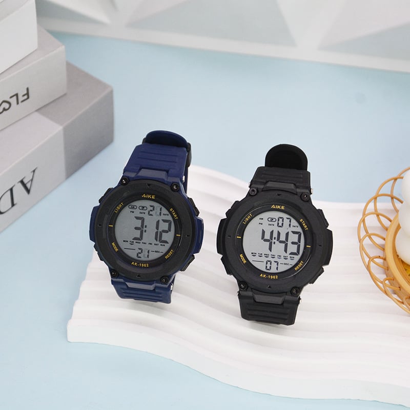 Електронен часовник Aike, мъжки, голям циферблат, многофункционален, водоустойчив за спорт и открито, за ученици и подрастващи