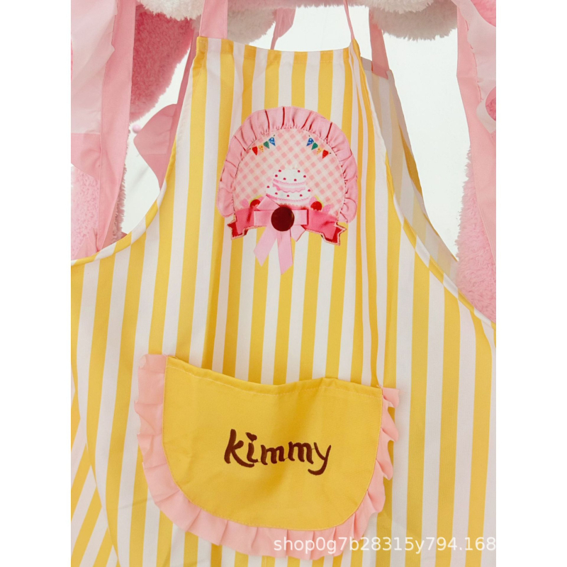 Πρωτότυπη χαριτωμένη ριγέ ποδιά σε στυλ πριγκίπισσας για οικιακή χρήση, άνετη γραμμή με δαντέλα, ποδιά κουζίνας για ζαχαροπλαστική