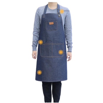 Unisex ποδιά εργασίας από denim καμβά, ανθεκτική στη φθορά, για εστιατόρια, κουζίνα και συγκόλληση