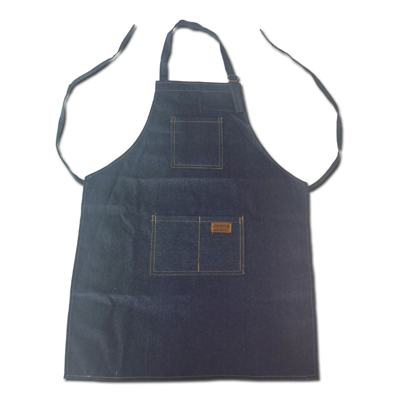 Μονόπλευρη τζιν ποδιά, χωρίς μανίκια, πολυεστέρας, ένα μέγεθος, μοντέρνο μινιμαλιστικό στυλ για καφετέριες και καταστήματα τσαγιού με γάλα