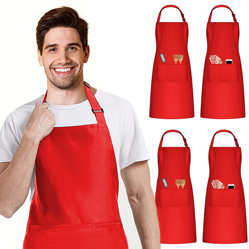 Αδιάβροχη ποδιά χωρίς μανίκια από πολυεστέρα-βαμβάκι, επίστρωση κατά του λαδιού, προσαρμογή λογότυπου, ενήλικες, 70x75 εκ., Κορεάτικου στυλ