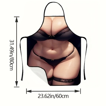 Pregača bez rukava s bikini otiskom, podesiv vrat i pojas, poliester, otporan na ulja i mrlje, izdržljiv i jednostavan za čišćenje