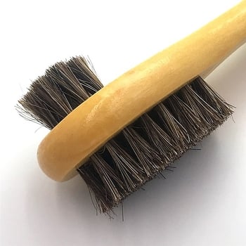 8301 Διπλής όψεως βούρτσα παπουτσιών με μακριά λαβή – τρίχες αλόγου, γυάλισμα δέρματος και σουέντ, απαλές τρίχες