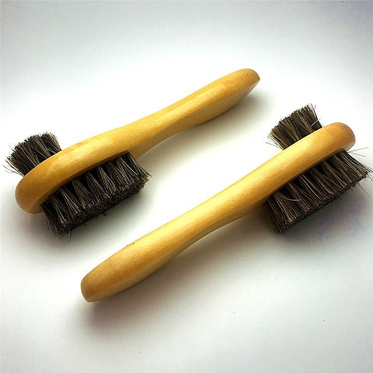 8301 Διπλής όψεως βούρτσα παπουτσιών με μακριά λαβή – τρίχες αλόγου, γυάλισμα δέρματος και σουέντ, απαλές τρίχες