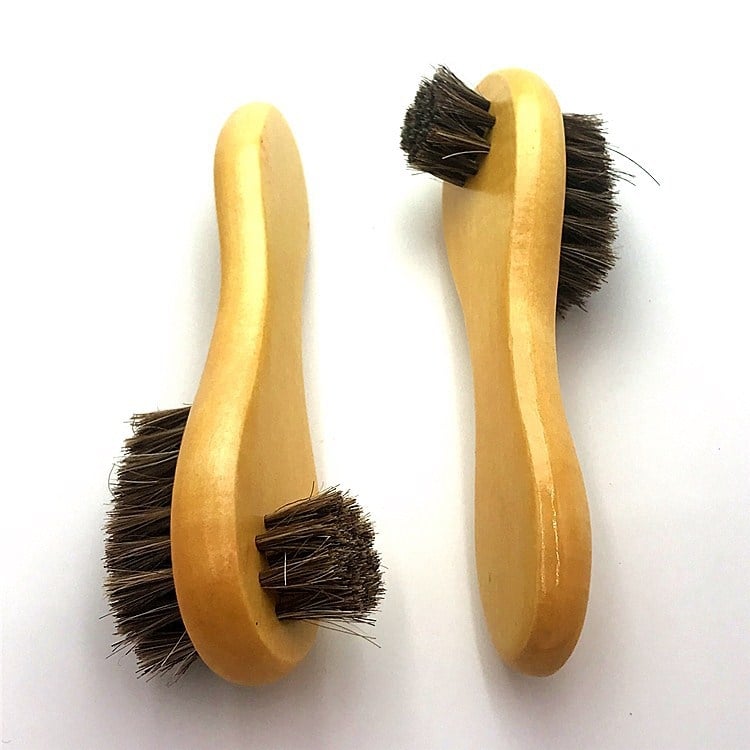 8301 Διπλής όψεως βούρτσα παπουτσιών με μακριά λαβή – τρίχες αλόγου, γυάλισμα δέρματος και σουέντ, απαλές τρίχες