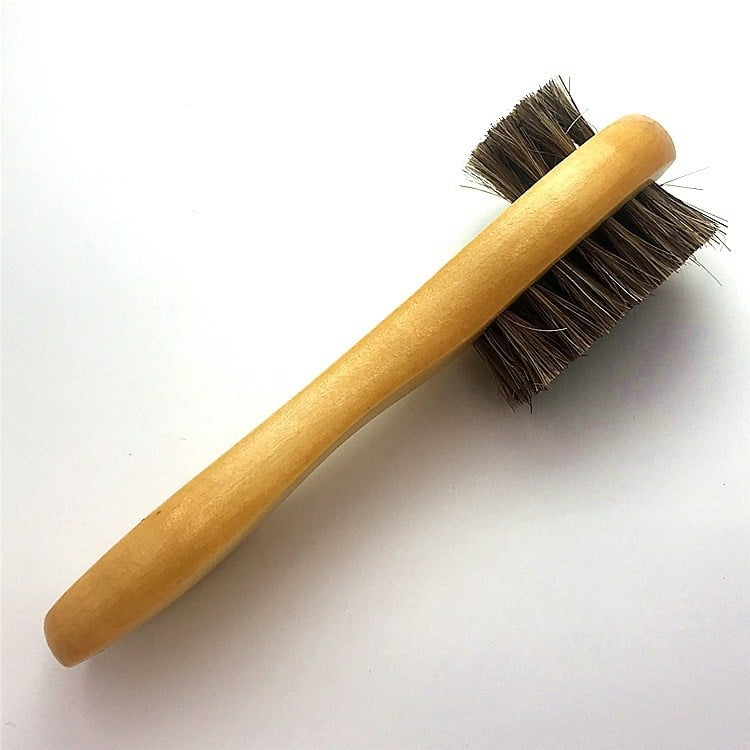 8301 Διπλής όψεως βούρτσα παπουτσιών με μακριά λαβή – τρίχες αλόγου, γυάλισμα δέρματος και σουέντ, απαλές τρίχες