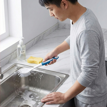 2-частен комплект пластмасова четка за миене на гърнета с дълга дръжка за ежедневна употреба