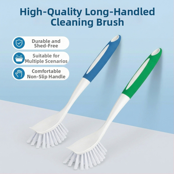 2-частен комплект пластмасова четка за миене на гърнета с дълга дръжка за ежедневна употреба