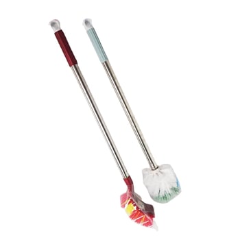 Четка за тоалетна с удължена дръжка от неръждаема стомана и глава с топче за почистване