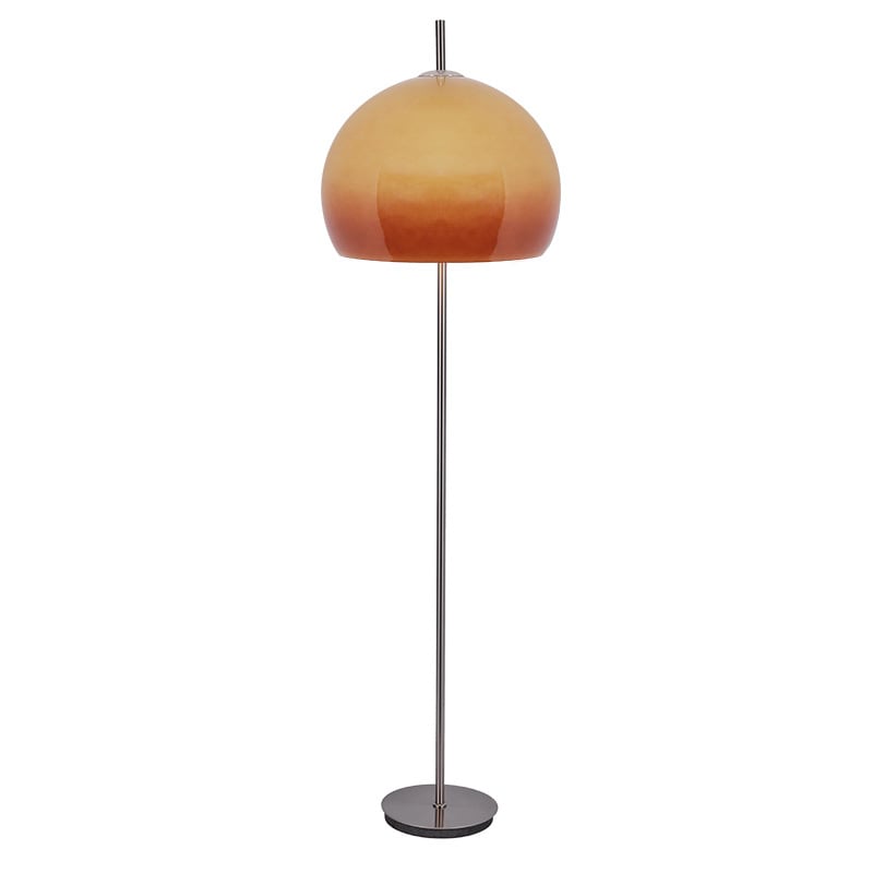 Stojacia lampa tvaru hríbika so sklenným tienidlo, retro Bauhaus štýl pre spálňu a obývaciu izbu