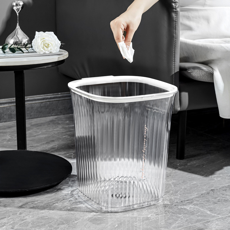 Prozirni kanta za otpad za kućnu upotrebu s elegantnim dizajnom; pogodna za dnevni boravak, kuhinju, kupaonicu, ured i spavaću sobu; velik kapacitet.