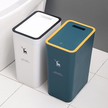 Plastični koš za otpad za kupaonicu, 10 L, dugačak cilindrični oblik, poklopac na pritisak, kućna upotreba