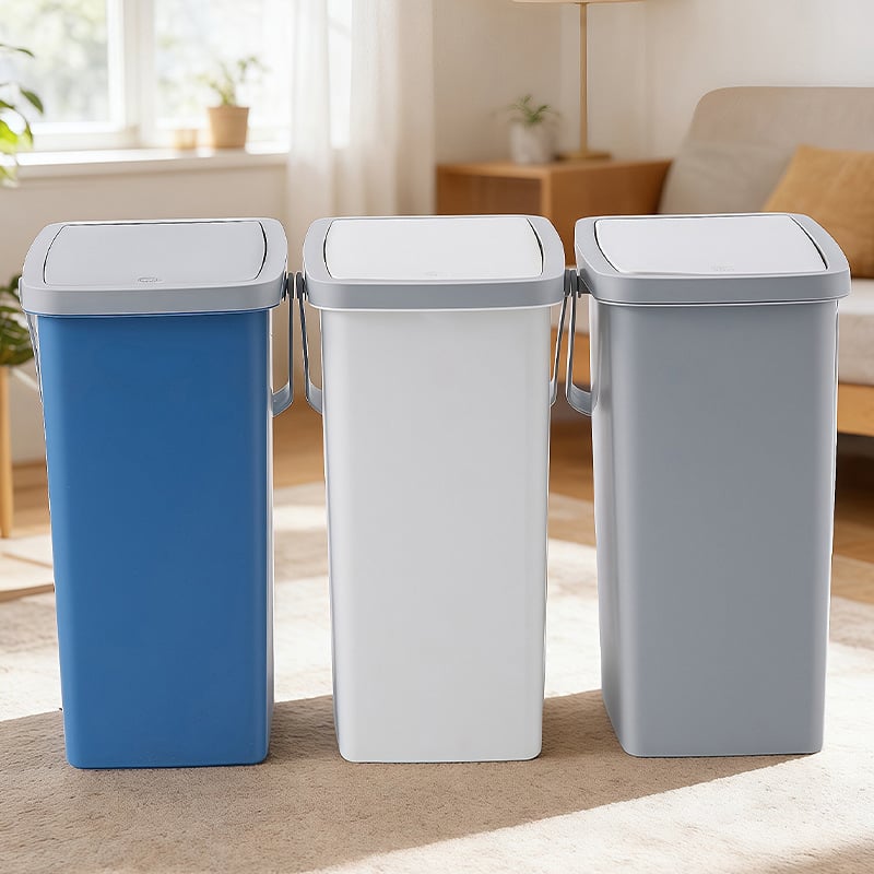 Zidni plastični pravokutni koš za otpad s poklopcem, za kuhinju, dnevnu sobu i kupaonicu, malog formata