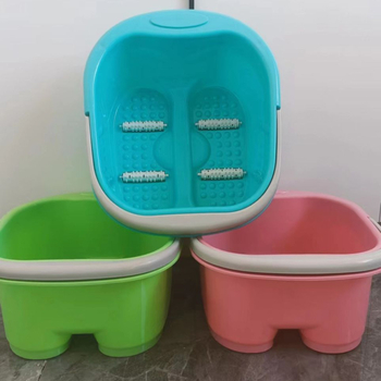 Vas de baie pentru picioare din plastic, masaj, cu logo imprimat, cu patru roți