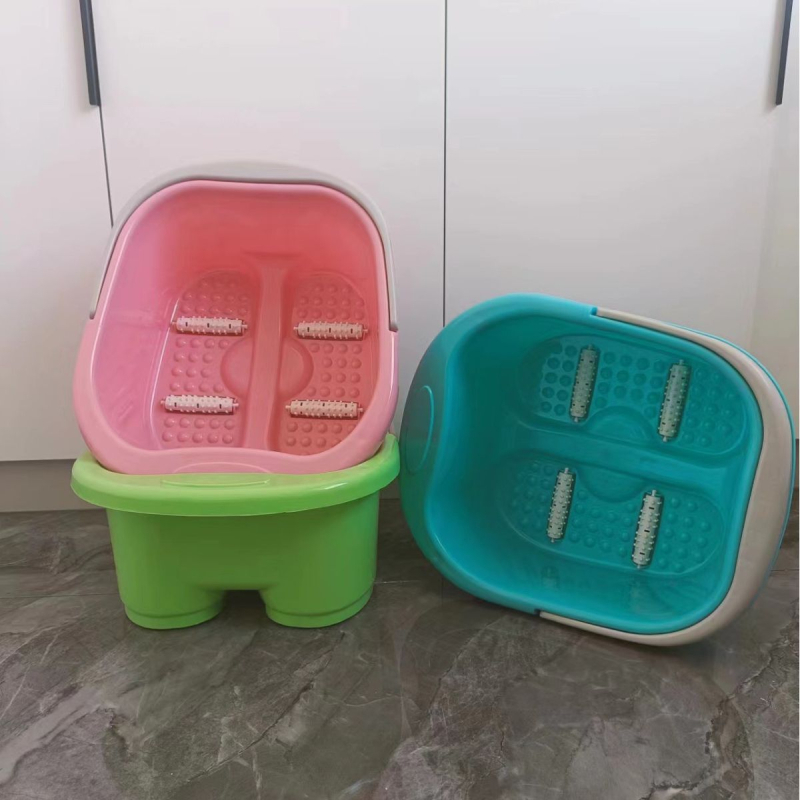 Vas de baie pentru picioare din plastic, masaj, cu logo imprimat, cu patru roți