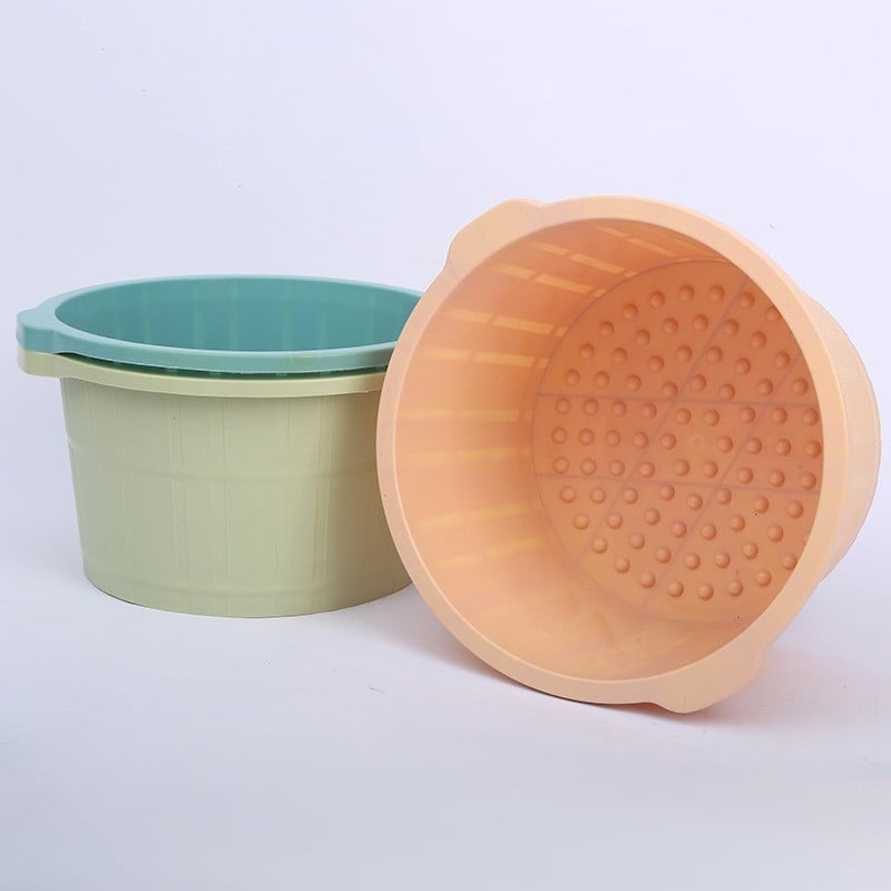 Οικιακή φορητή τετράτροχη λεκάνη ποδιών με προεξέχοντες μασάζ, παχύτερο πλαστικό, λεκάνη ποδιών με εκτύπωση λογότυπου