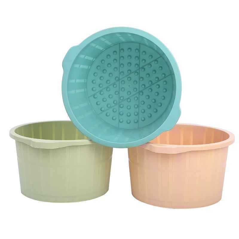 Οικιακή φορητή τετράτροχη λεκάνη ποδιών με προεξέχοντες μασάζ, παχύτερο πλαστικό, λεκάνη ποδιών με εκτύπωση λογότυπου