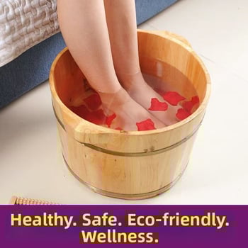 26 cm ψηλή λεκάνη ποδιών με κυκλικό χείλος, για ενήλικες, οικιακή χρήση, μασάζ σημείων βελονισμού από κέδρο